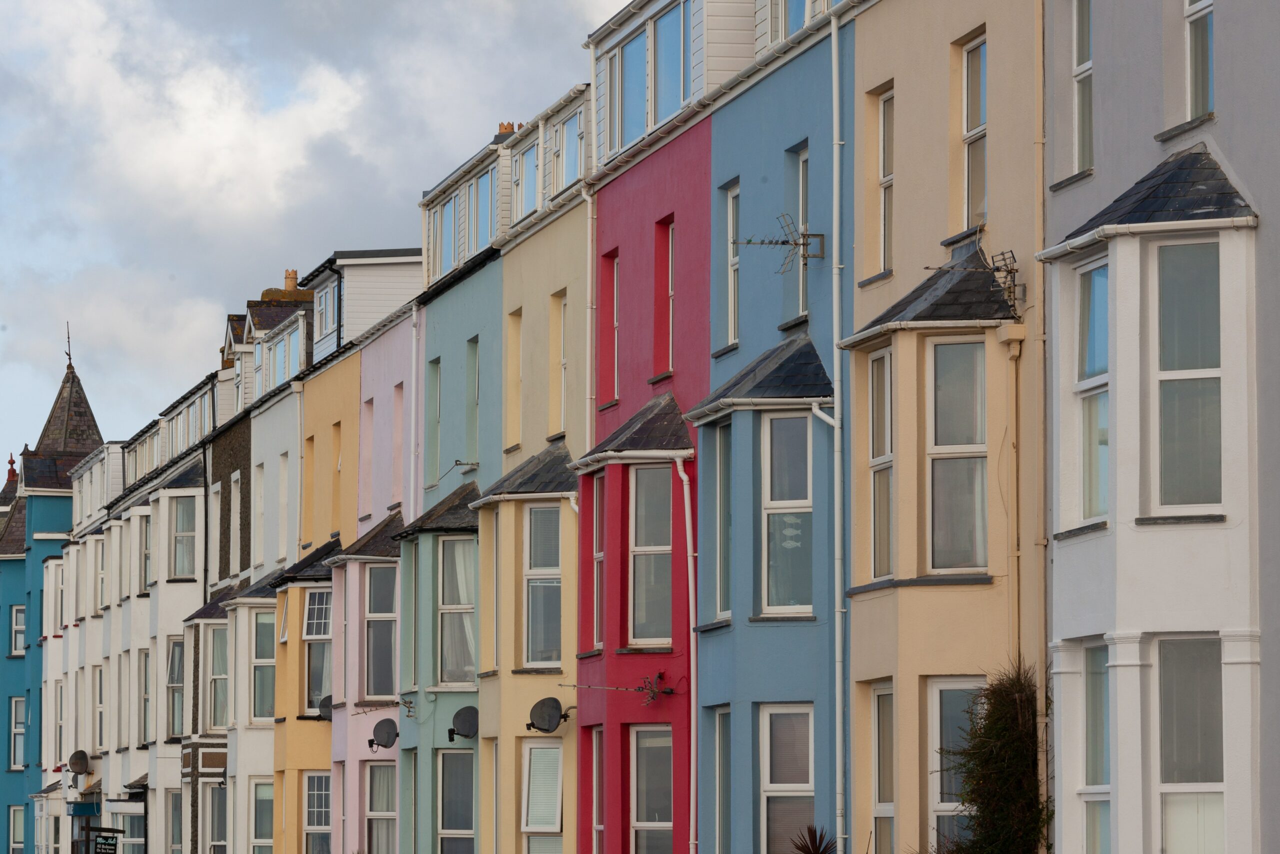 row of colourful terraced houses